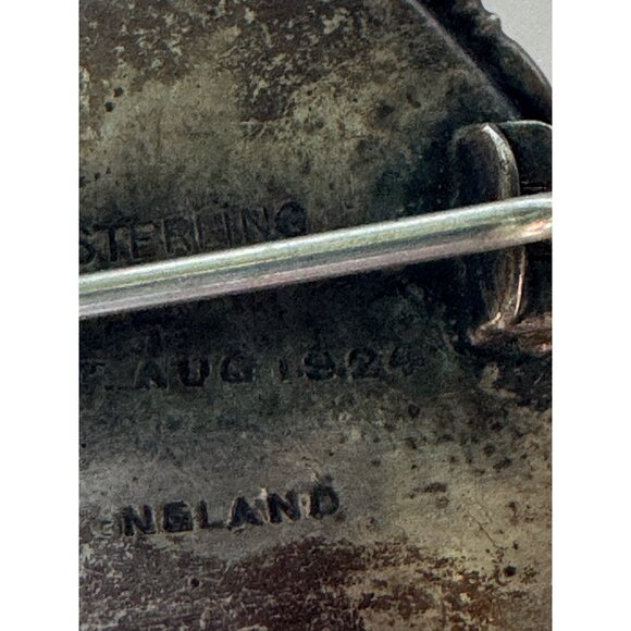 Antique Thomas Mott Morpho Butterfly Wing 1924 Nautical Boat Scene Brooch Jewelr - Picture 6 of 7